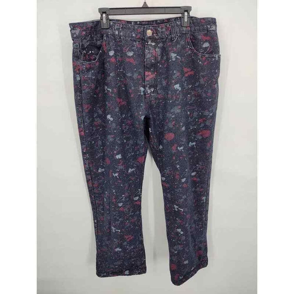 Sacred Crown Black Premium splatter print jeans in size 42